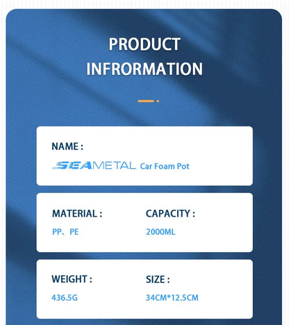 SEAMETAL Car Wash Foam Sprayer 2L Hand Pump Pneumatic Foam Cannon Snow Foam Car Wash Spray Bottle for Car Home Cleaning Tools